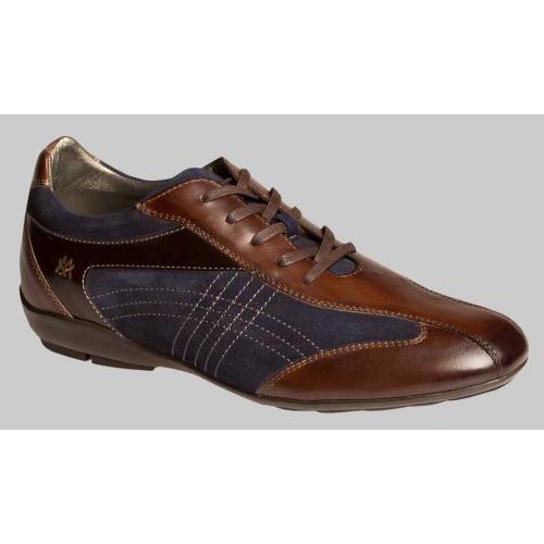 Mezlan "Vega" Brown / Navy Genuine Calfskin /Suede Crossover Lace-Up Shoes 15776.